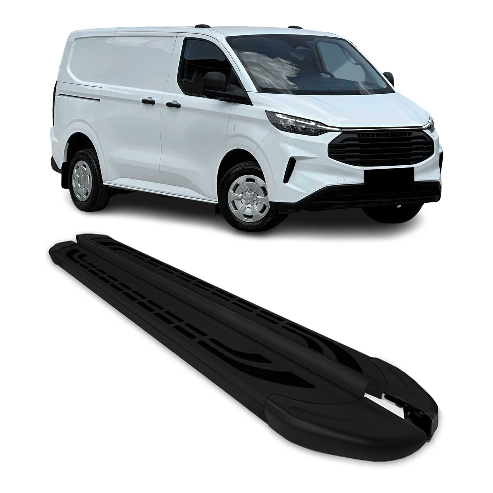 2023-2024 Ford Transit Running Boards Side Steps Black L1 SWB