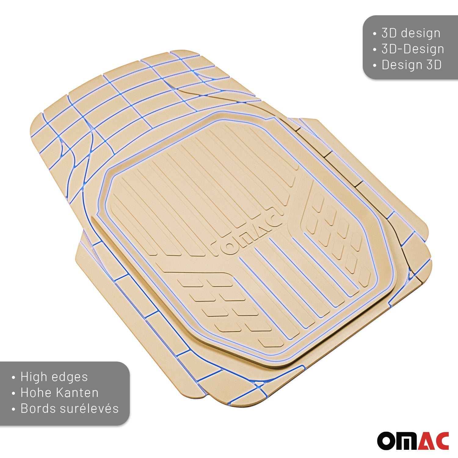 Kia Heavy Duty Trim to fit Floor Mats Liner Tan All Weather 4Pcs