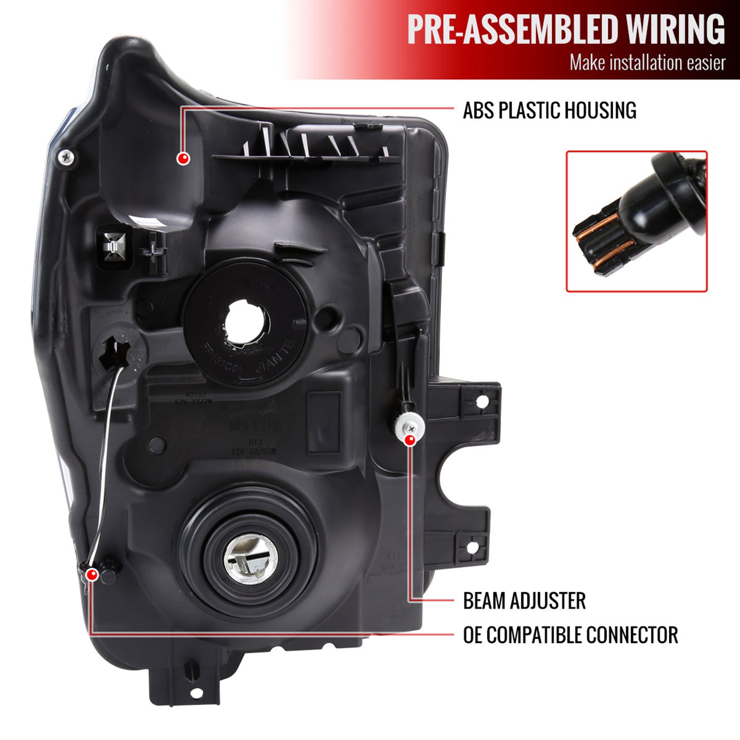 2011-2016 Ford F-250/350/450/550 Super Duty LED CBar Factory Headlights Black