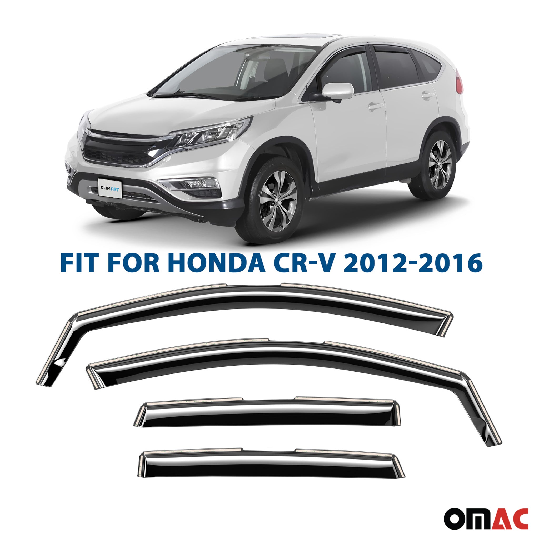 Clim Art Wind Deflectors for Honda CR-V (CRV) 2012-2016 Shatterproof 4 Pcs