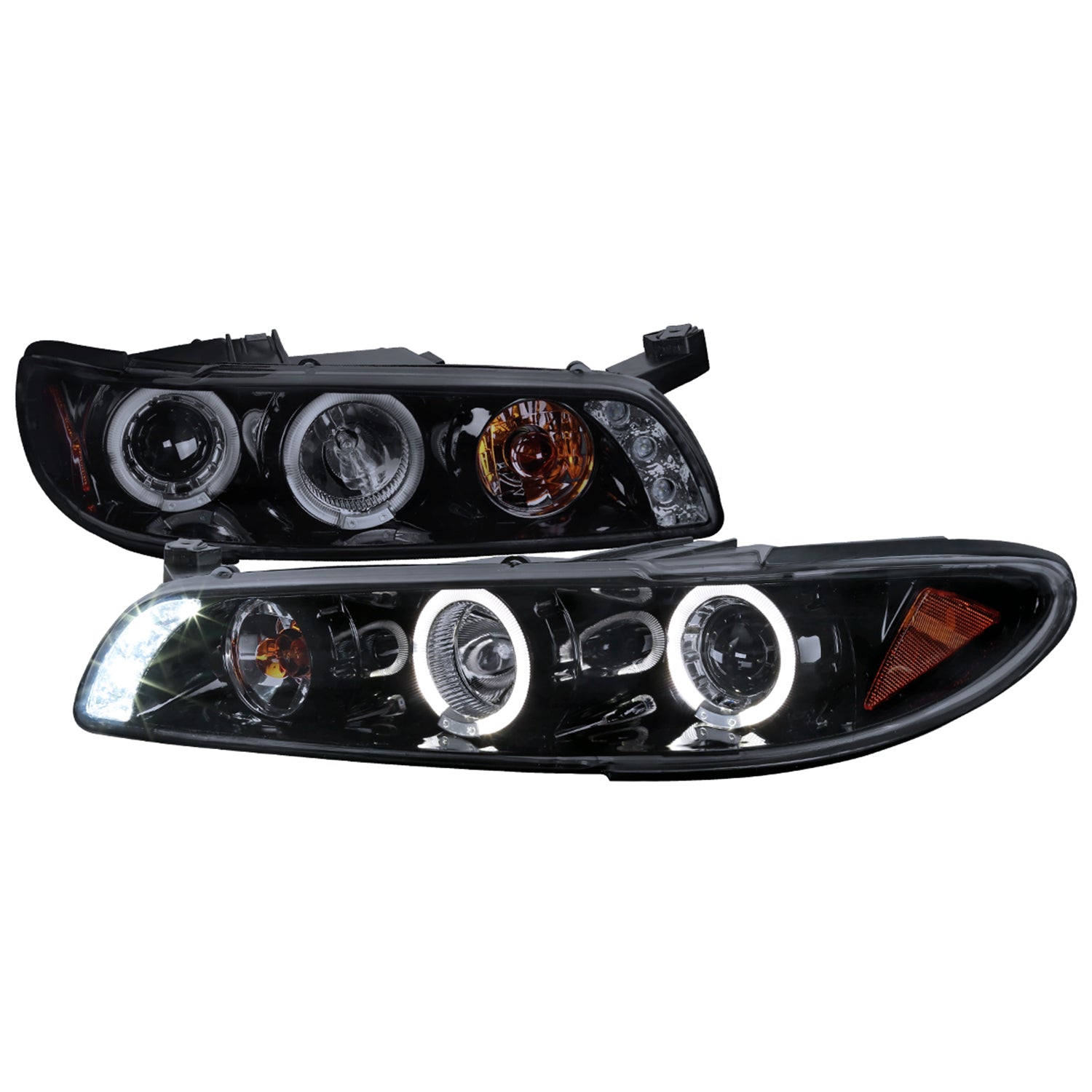 1997-2003 Pontiac Grand Prix Dual Halo Projector Headlights Glossy Black/Smoke