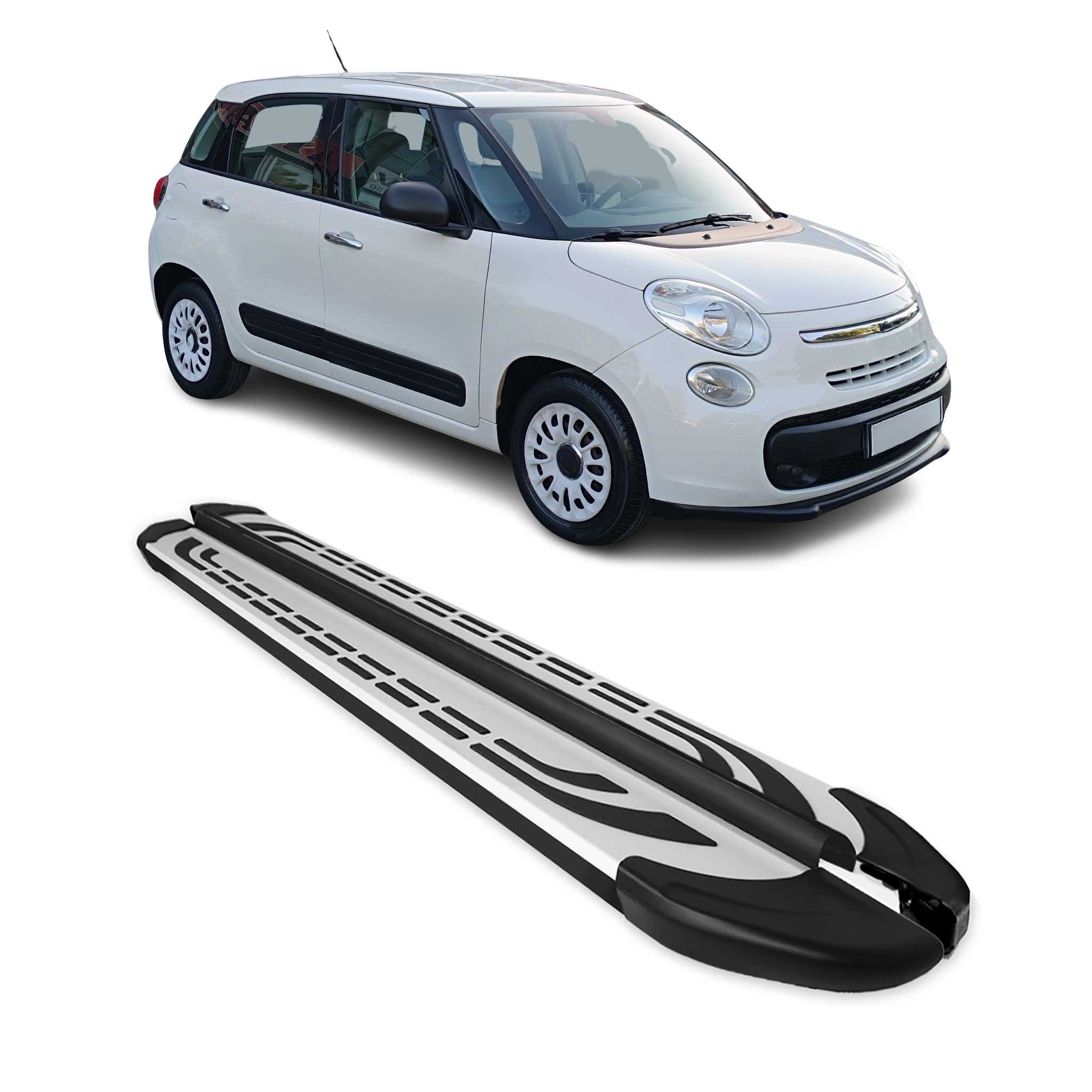2014-2020 Fiat 500L Running Boards Side Steps Silver & Black