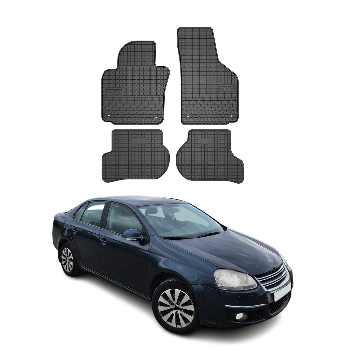 2006-2010 VW Jetta A5 Floor Mats Liners Full Set All Weather Rubber Black