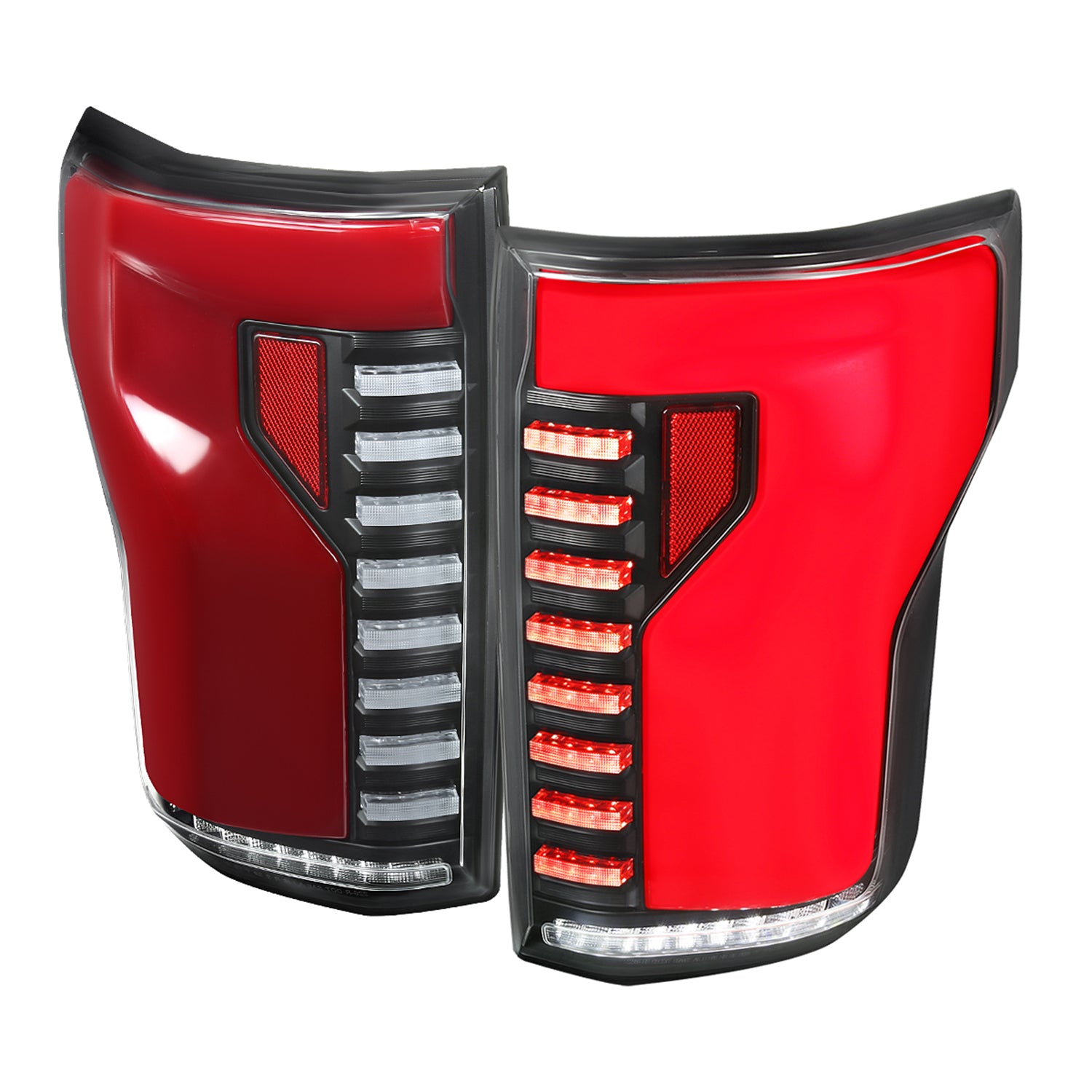 2018-2020 Ford F-150 Turn Signal Animated Red LED Bar Tail Lights Matt Black