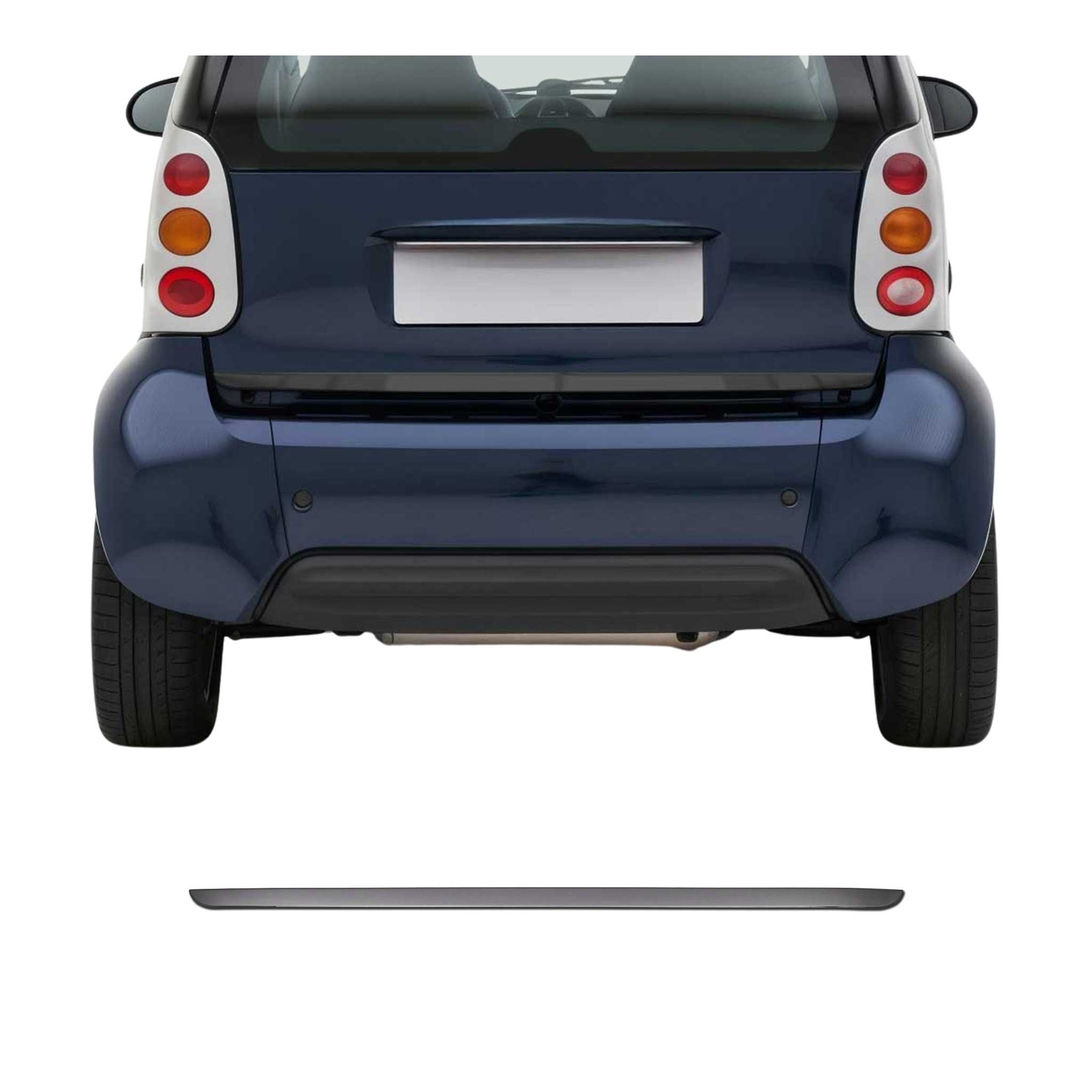 2007-2015 Smart ForTwo Rear Trunk Molding Trim Stainless Steel Dark 1Pc