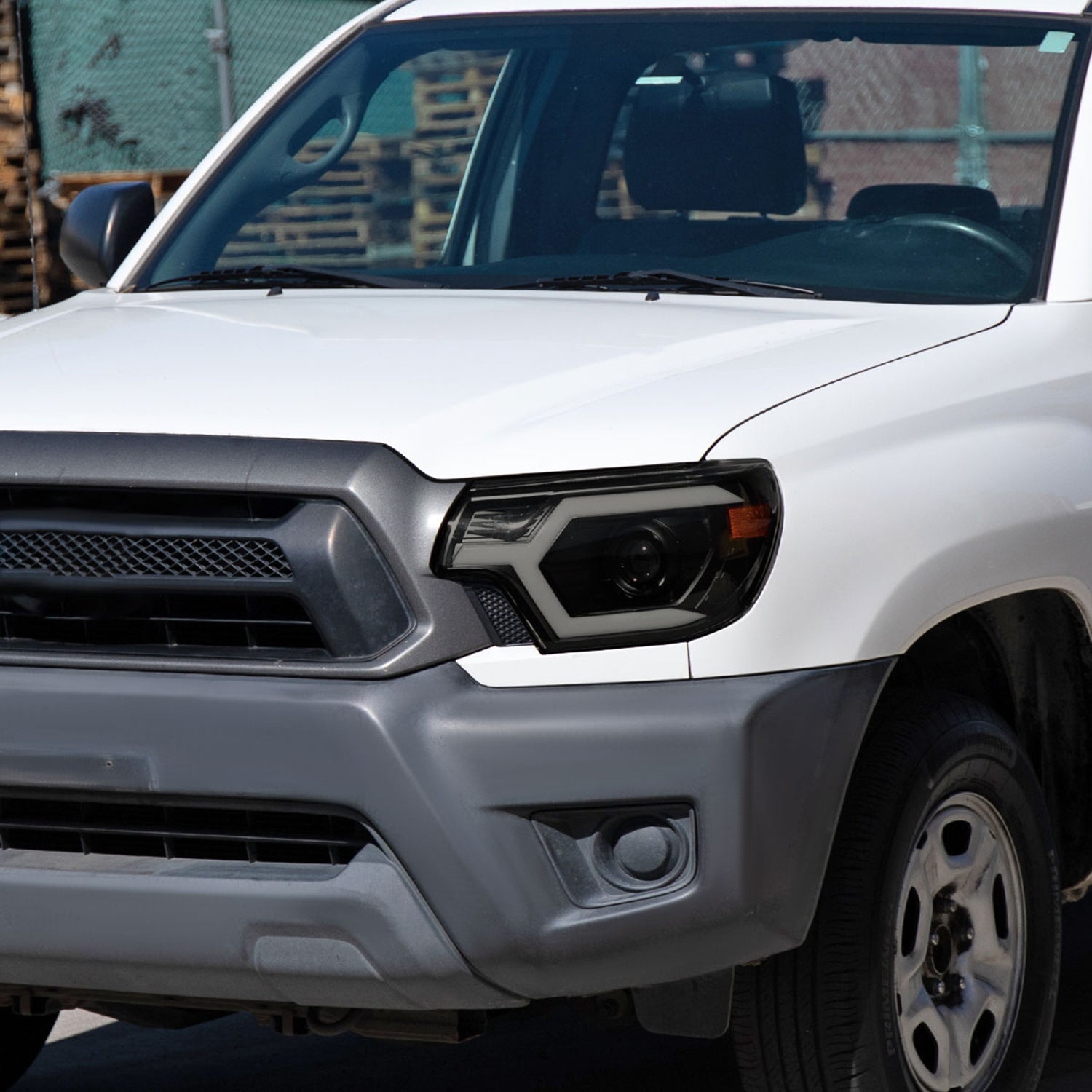 2012-2015 Toyota Tacoma Sequential LED Bar Projector Headlights Matt Smoke