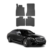 2014-2020 Mercedes S Class W222 Long Floor Mats Liners Full Set All Weather Rubber Black