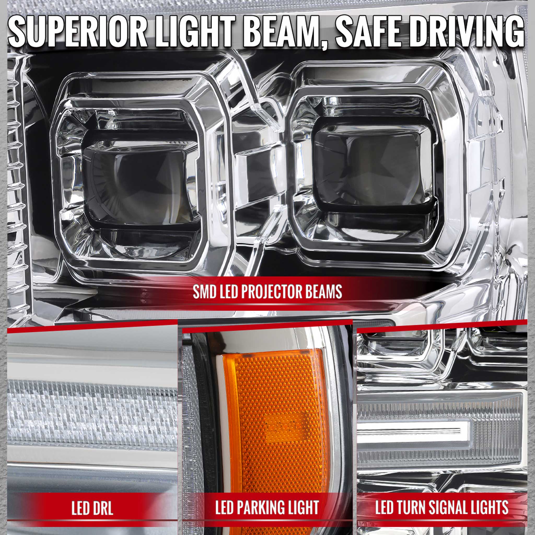 For Ford F-150 2021-2023 Full LED Headlights Sequential DRL Chrome Housing Clear Lens Factory Fit