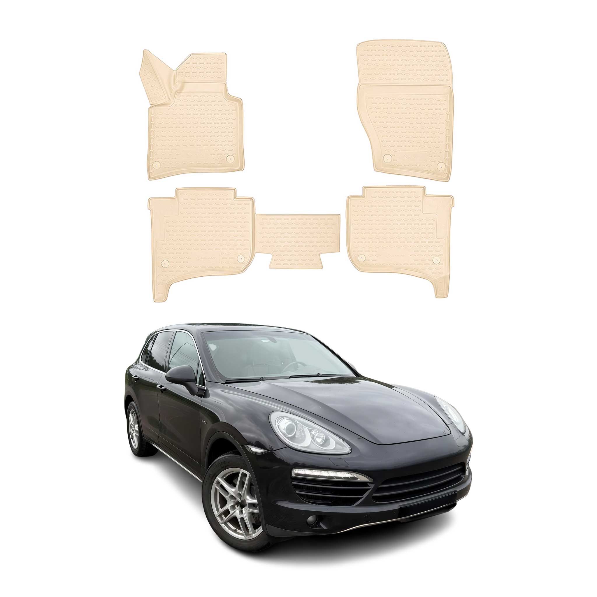 2011-2018 Porsche Cayenne Floor Mats Liners Full Set All Weather Beige