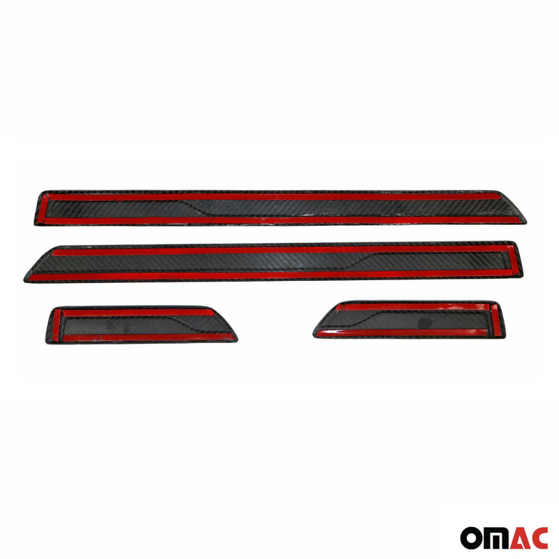 Dodge Nitro Door Sill Scuff Plate Scratch Protector Carbon Fiber Black 4 Pcs