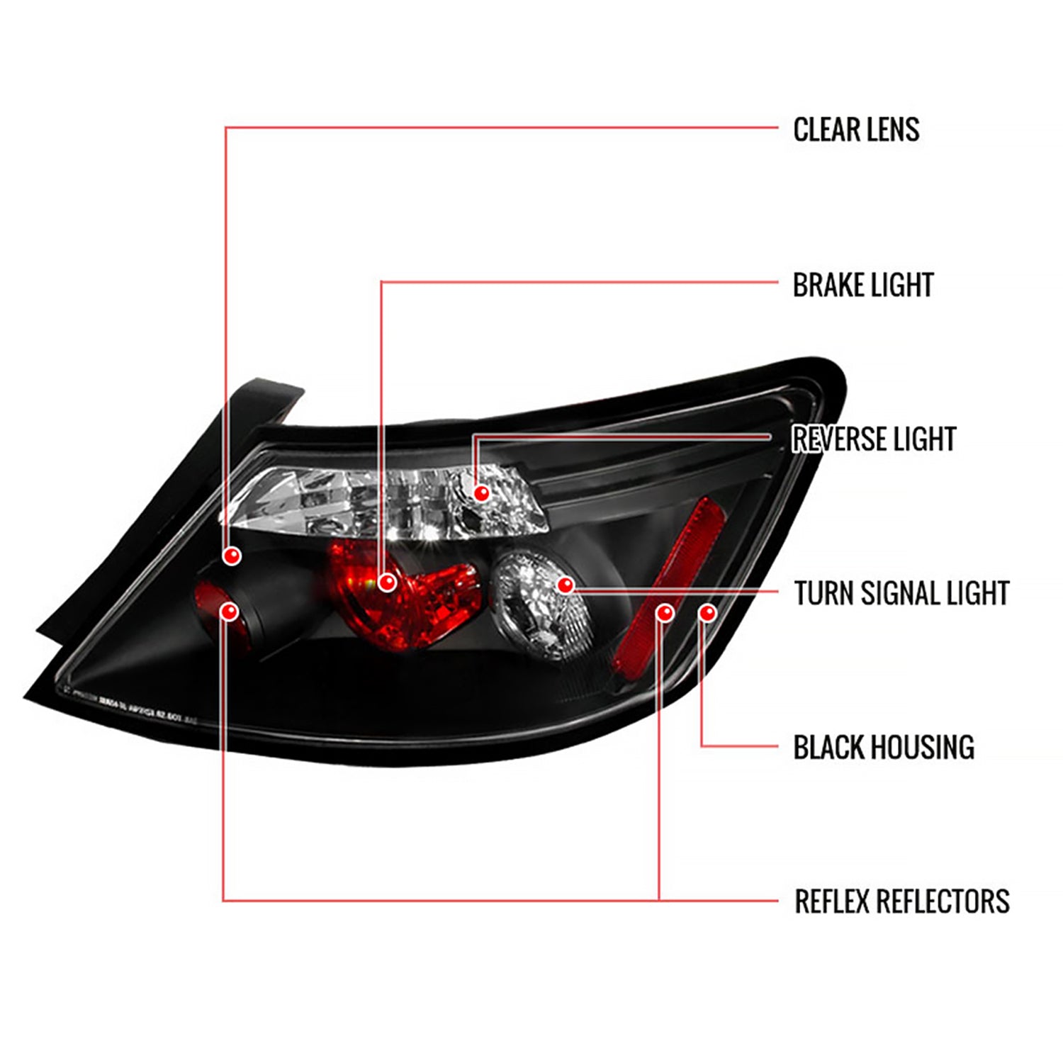 2006-2011 Honda Civic Coupe Tail Lights Matte Black Housing/Clear Lens