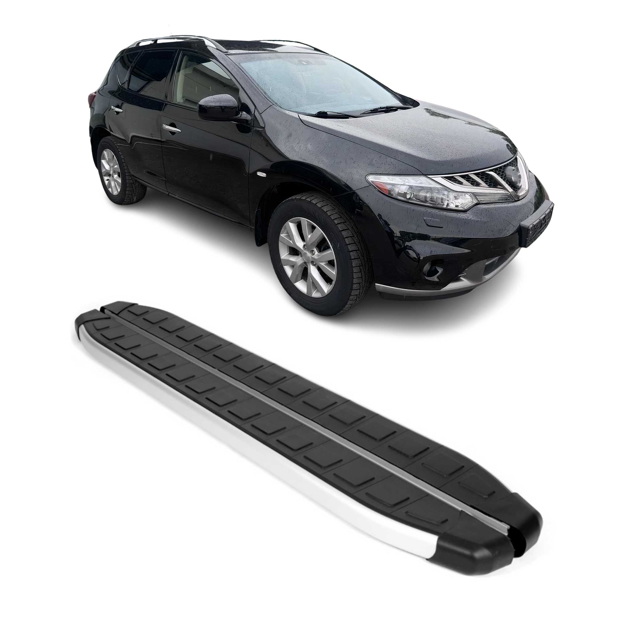 2009-2014 Nissan Murano Running Boards Side Steps Silver & Black