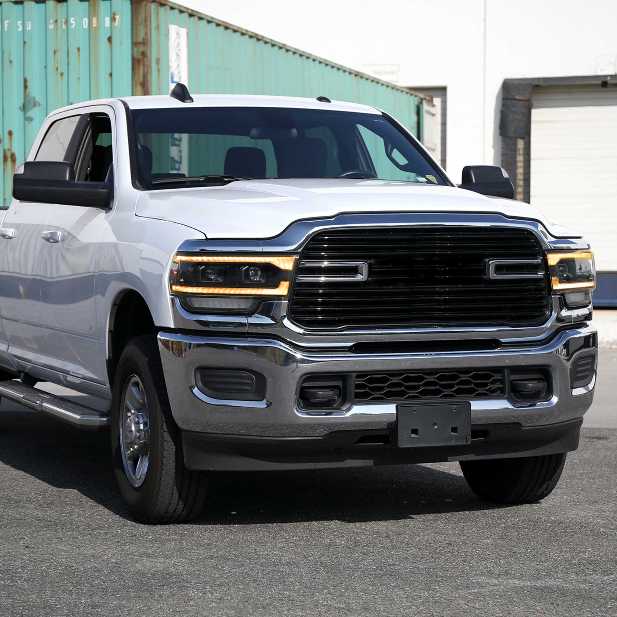 For Dodge RAM 2500 3500 5000 5500 2019-2024 Switchback LED Turn Signal Projector Headlights Matte Black Housing Clear Lens