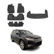 2008-2013 Toyota Highlander Floor Mats & Cargo Liner Full Set All Weather Black