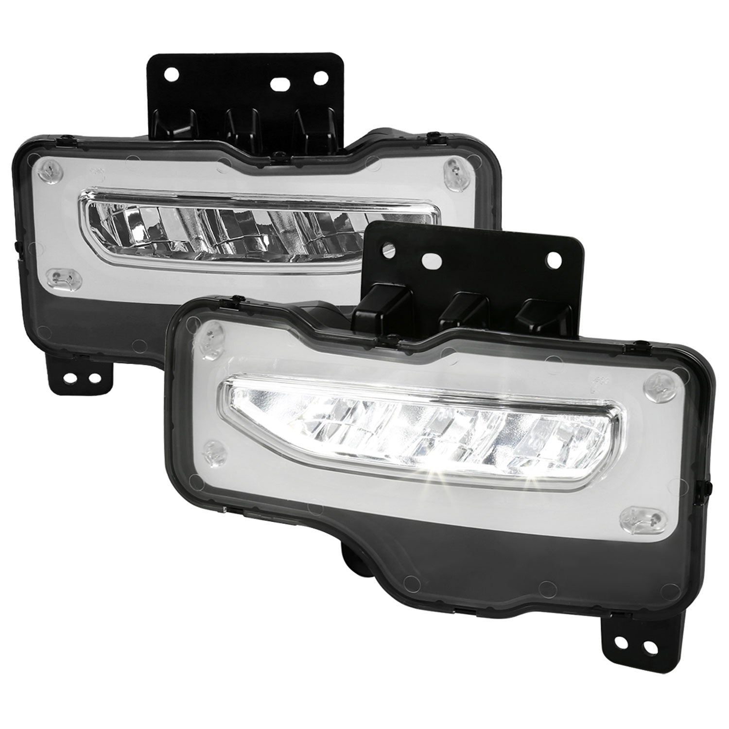2016-2018 GMC Sierra 1500 6500K LED Fog Lights Kit Chrome Housing/Clear Lens