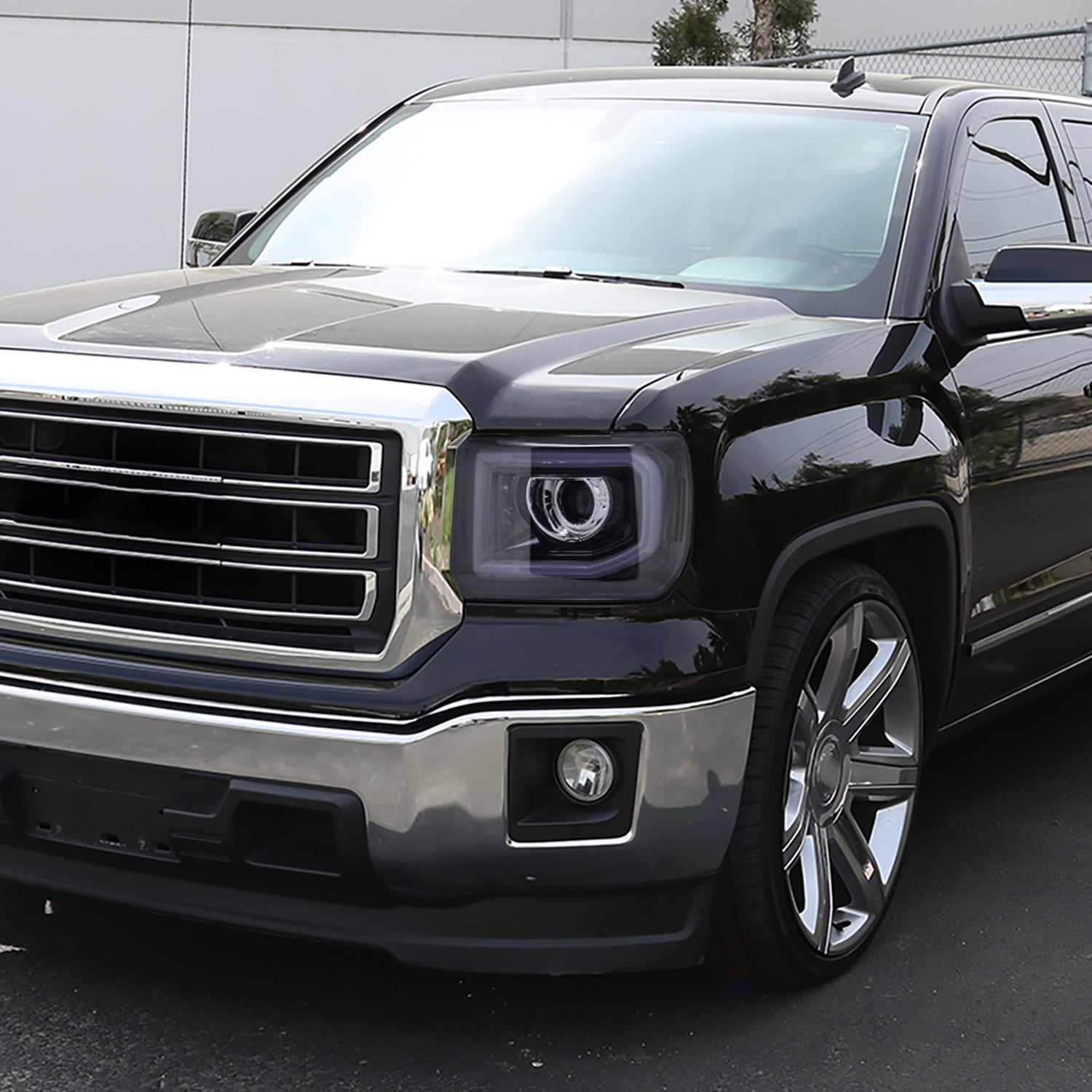 2014-2019 GMC Sierra 1500/2500/3500 LED Bar Headlights LED Signal Lights Black