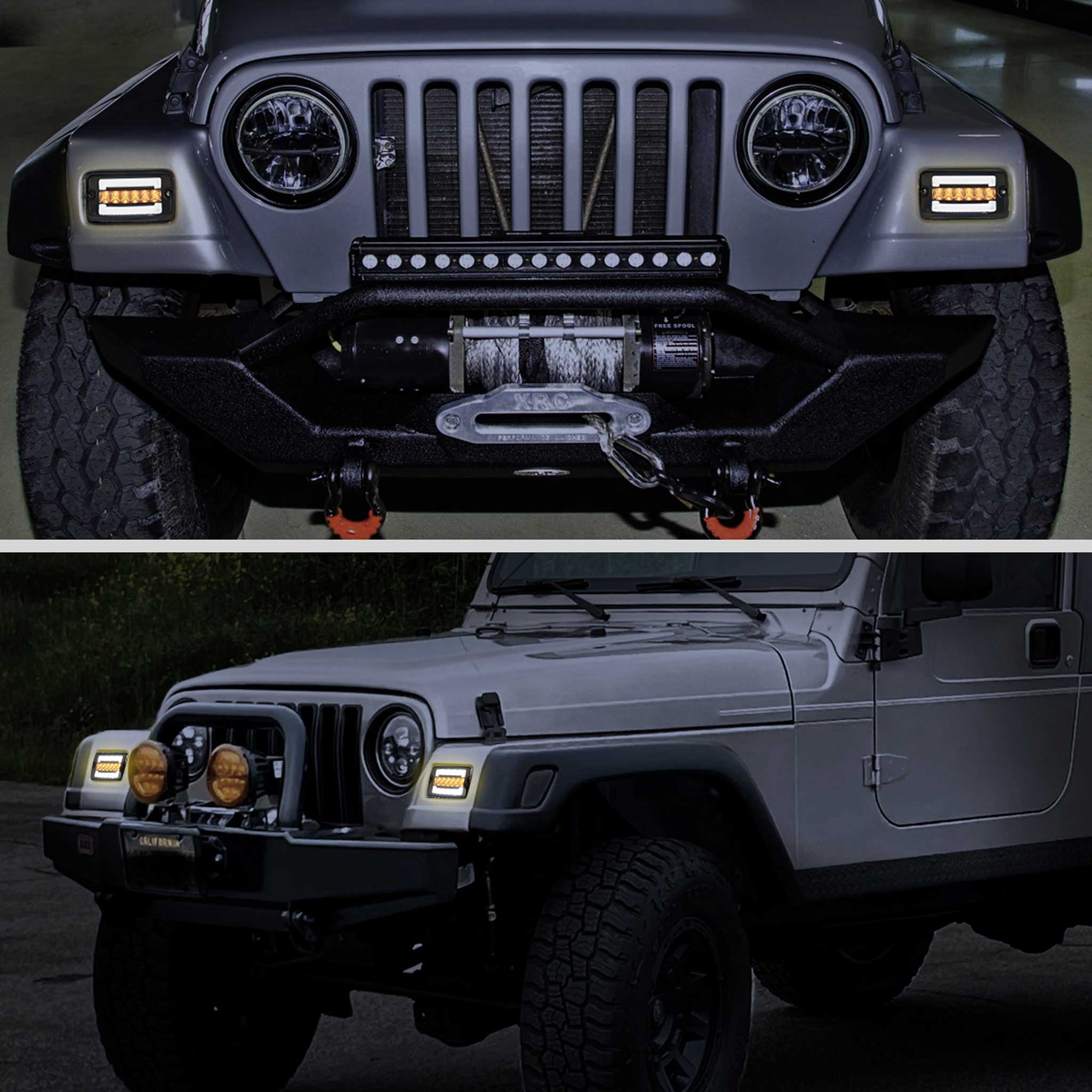For Jeep Wrangler 1997-2006 Front Bumper LED Turn Signal Lights Chrome Housing Smoked Lens