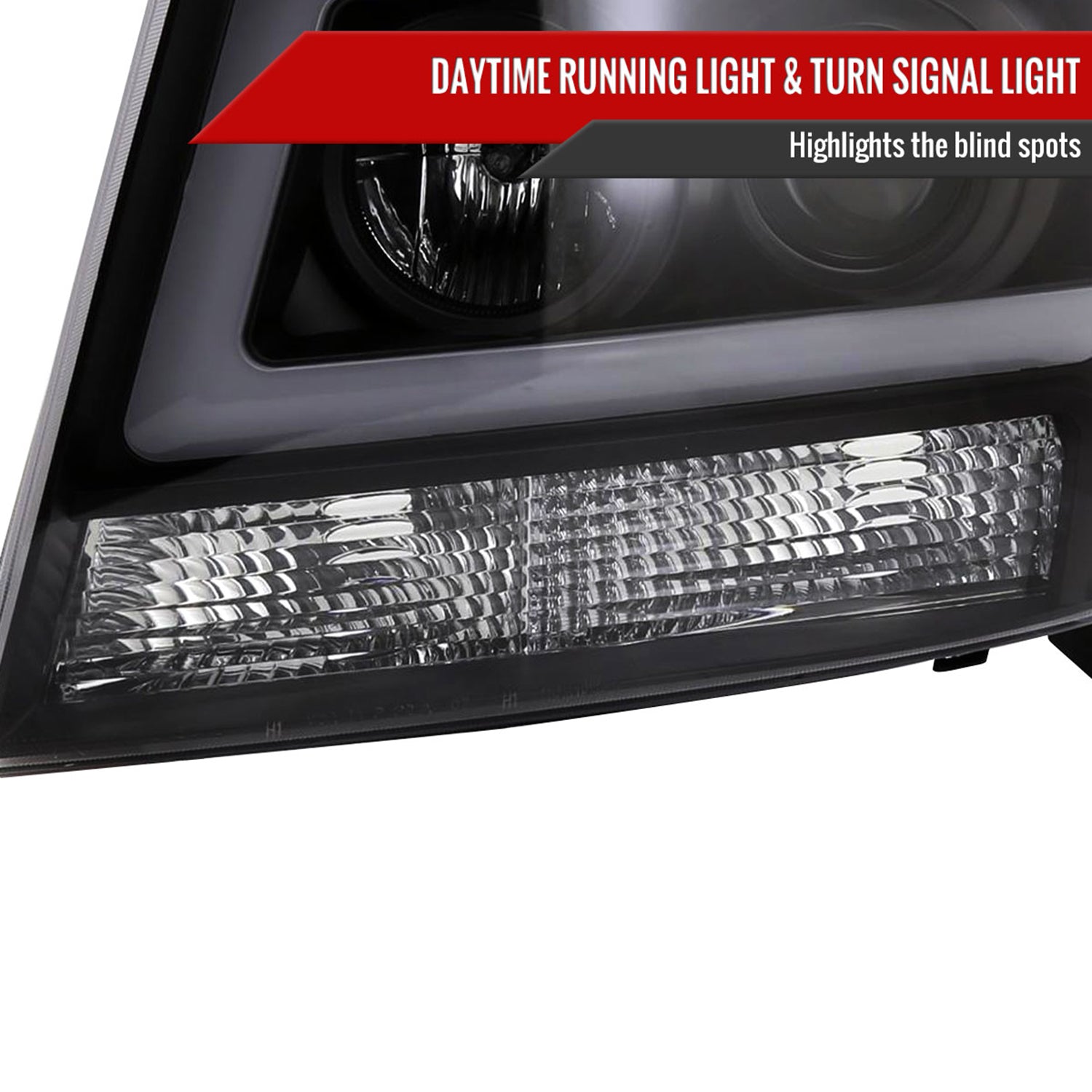 2007-2013 Chevy Avalanche/ 07-2014 Tahoe Suburban LED C-Bar Headlights -RS Black