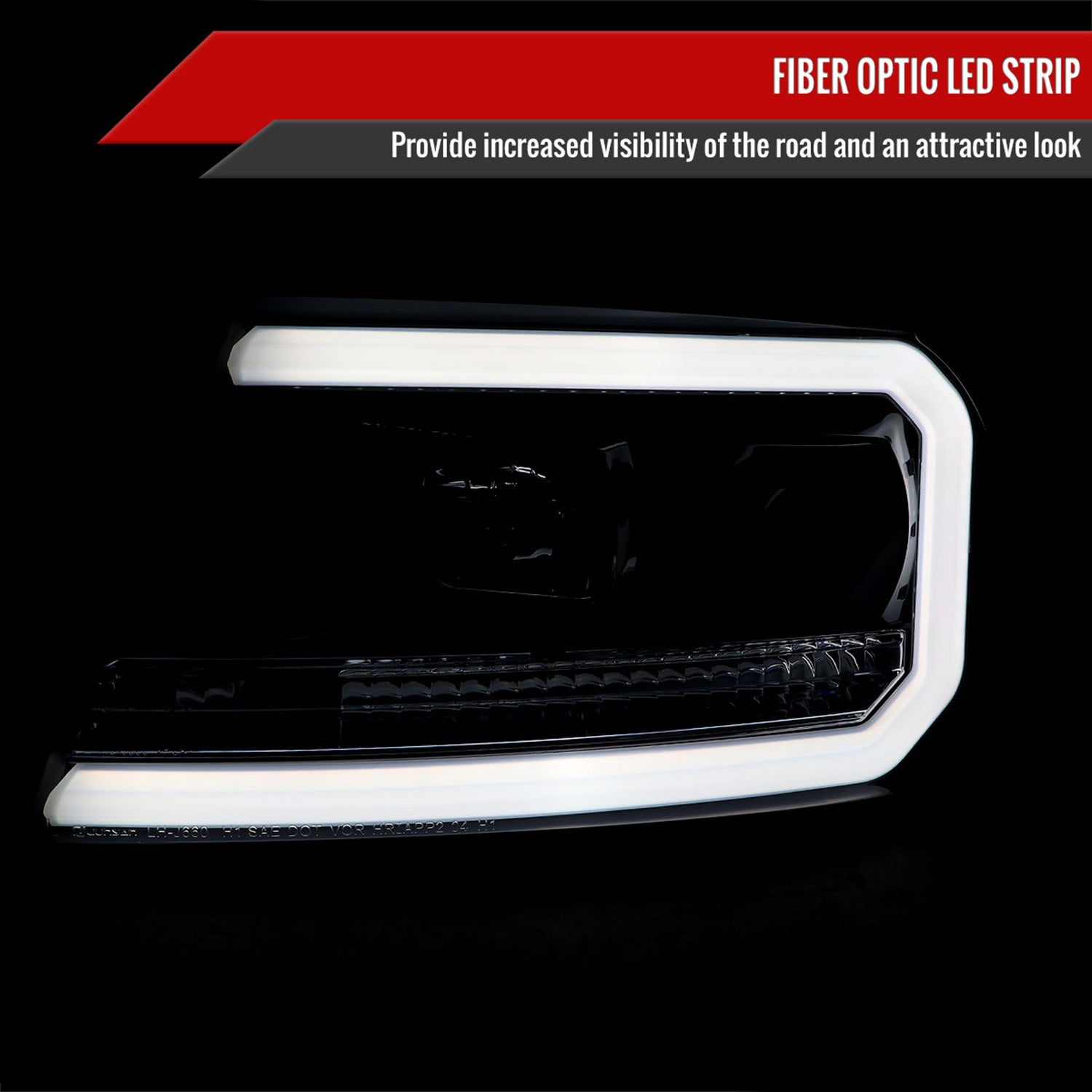 2004-2008 Ford F-150/Lincoln Mark LT LED CBar Projector Headlights Smoke