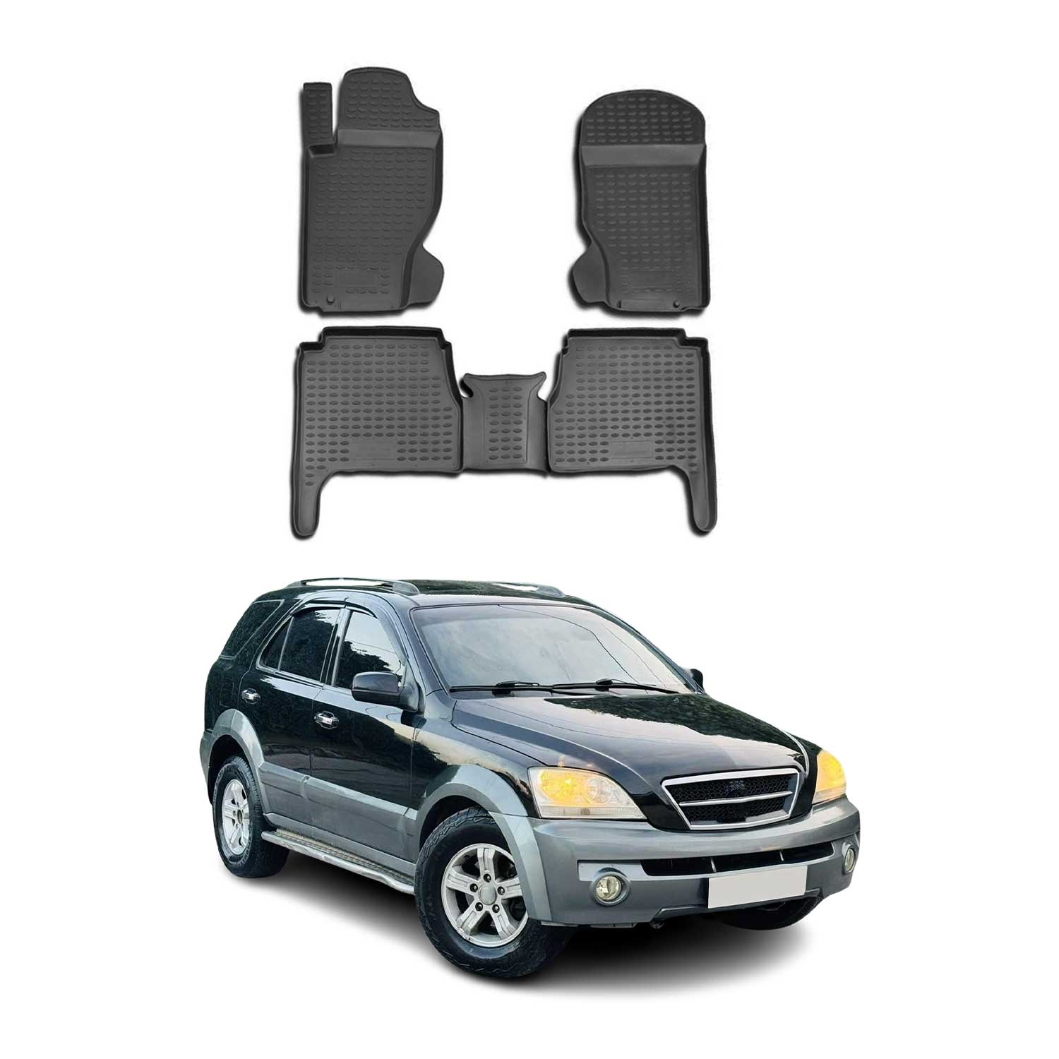 2003-2009 Kia Sorento Floor Mats Liners Full Set All Weather Black