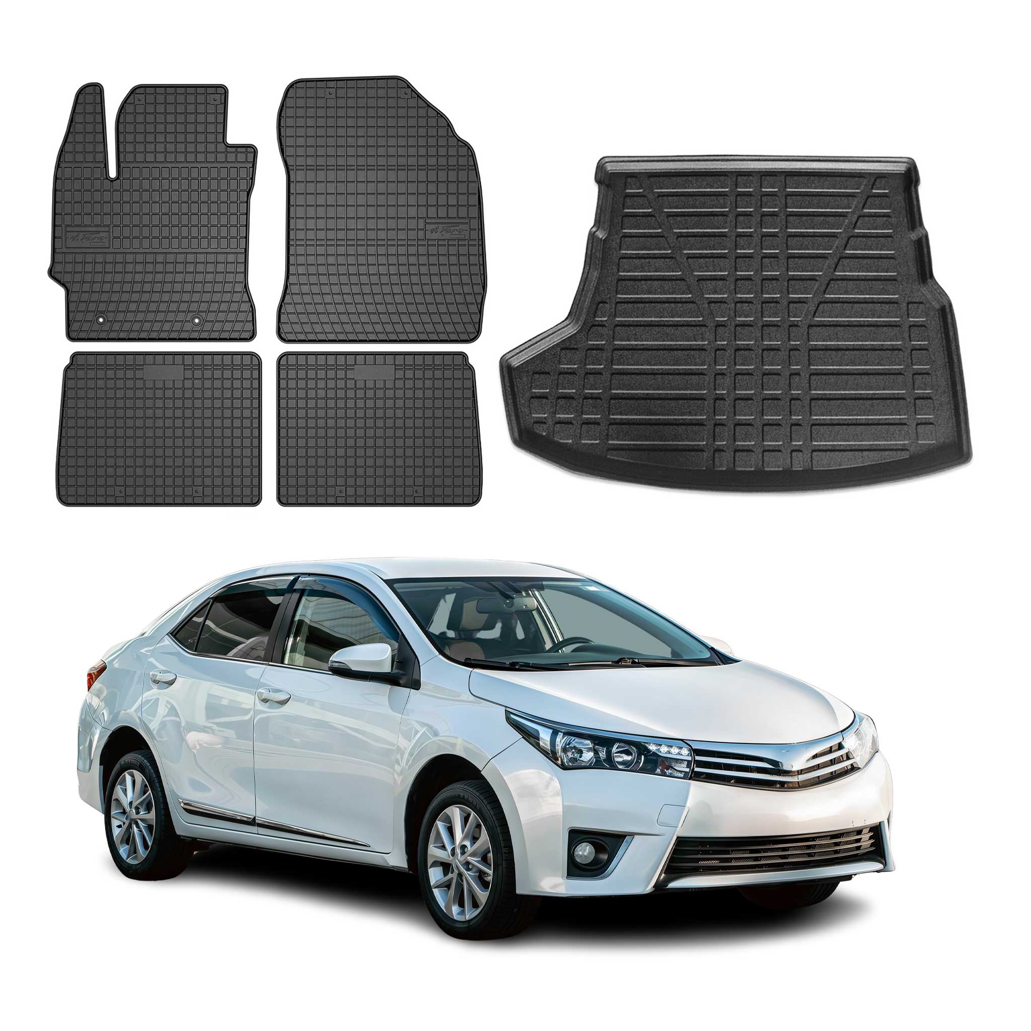 2014-2019 Toyota Corolla Floor Mats & Cargo Liner Full Set All Weather Black