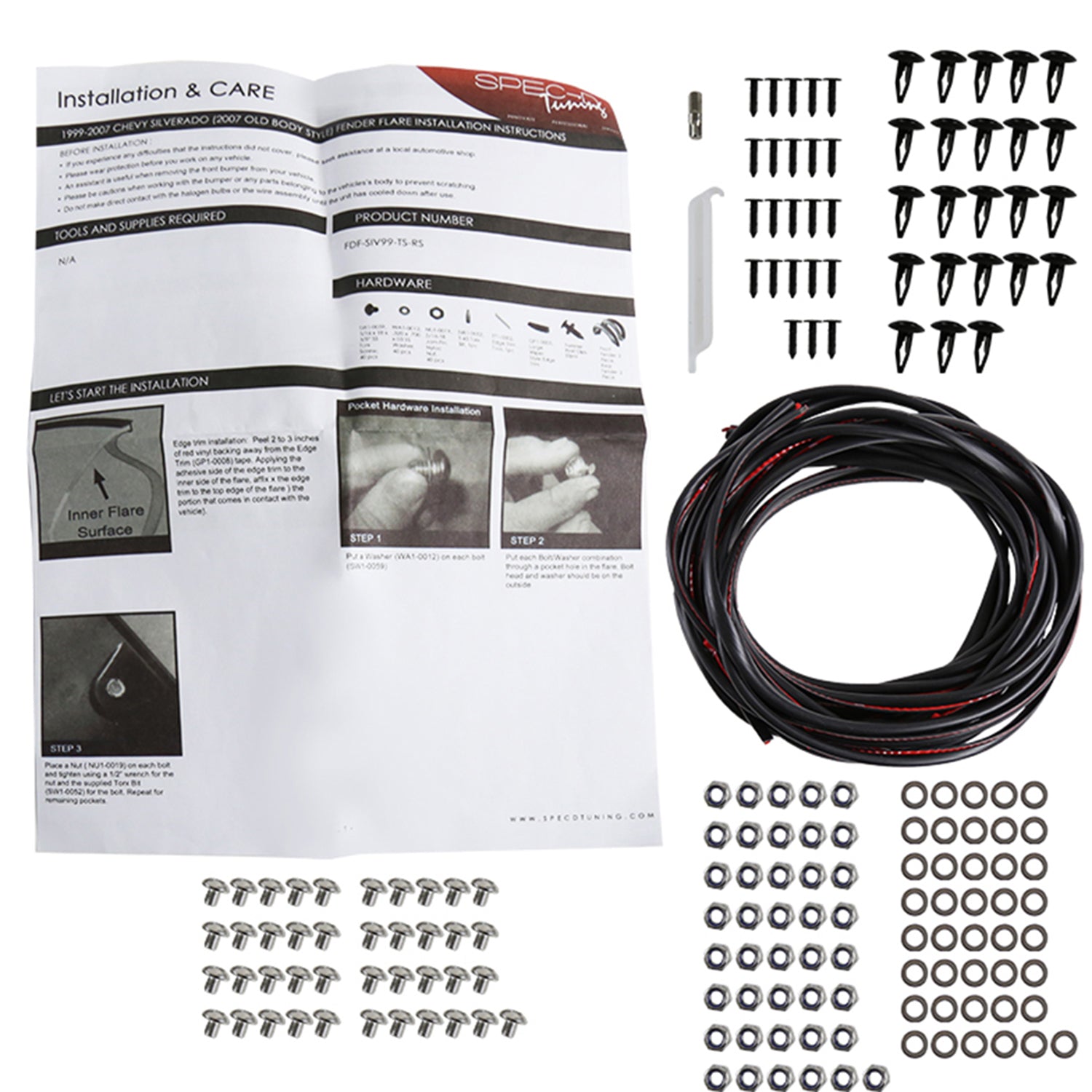 1999-2007 Chevy Silverado/ 99-2006 GMC Sierra Textured Rivet Style Fender Flares