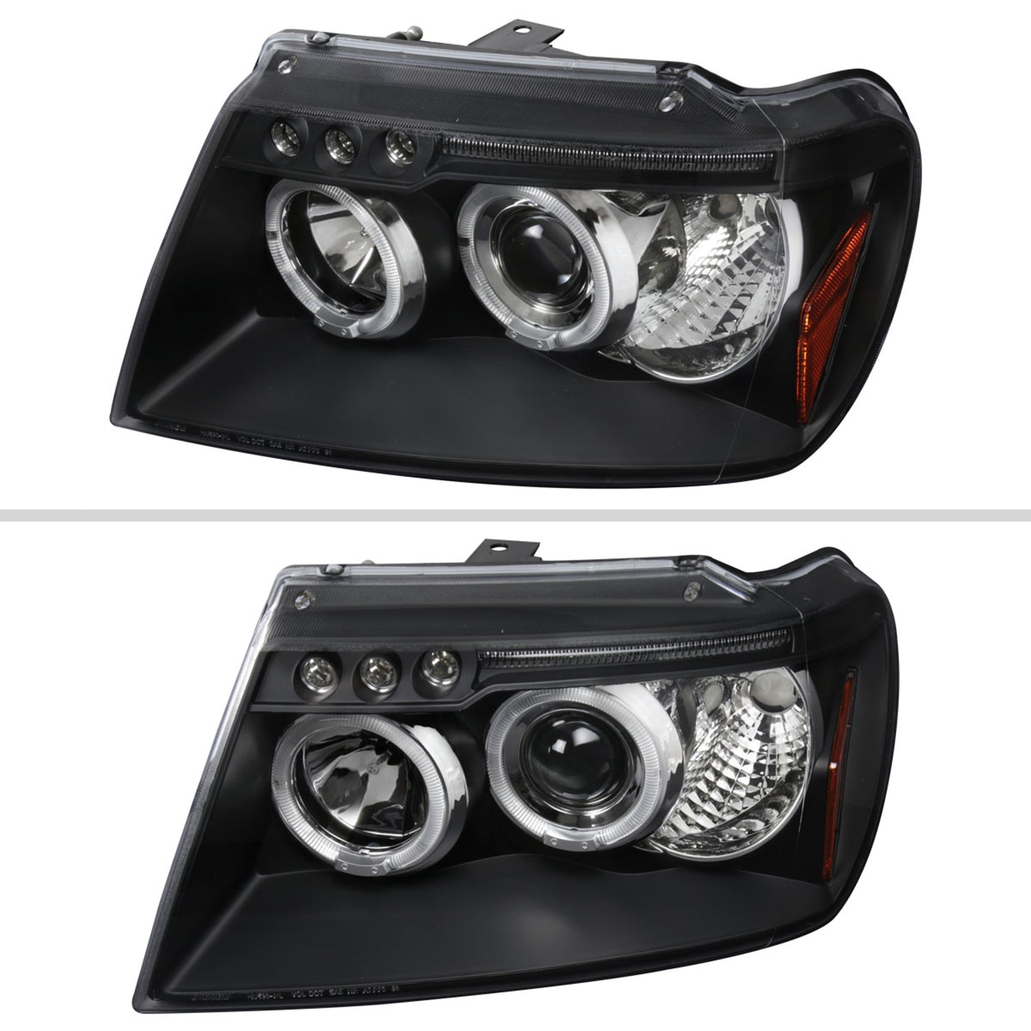 1999-2004 Jeep Grand Cherokee Dual Halo Projector Headlights Matte Black/Clear