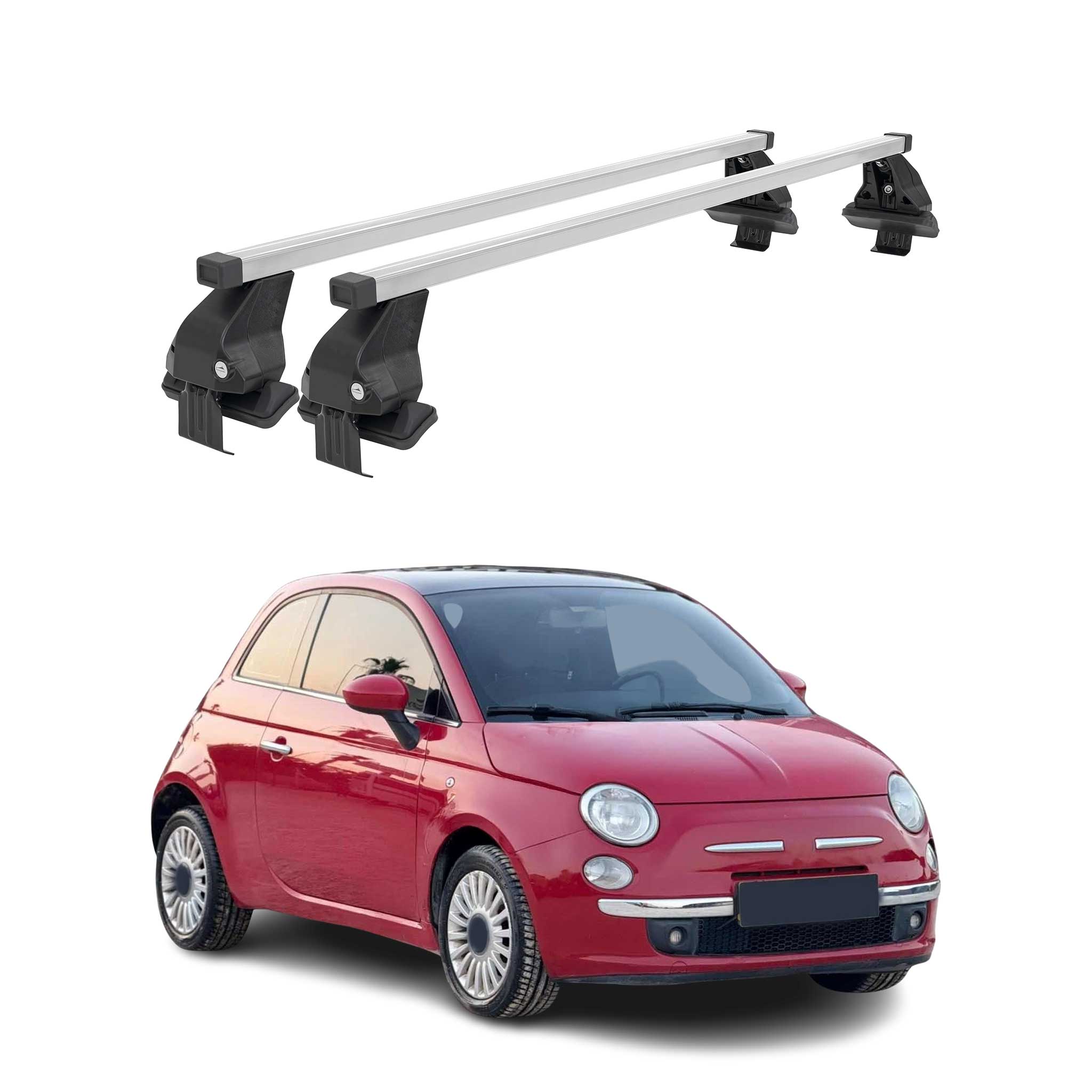 2012-2016 Fiat 500 4Door Roof Rack Cross Bars Silver
