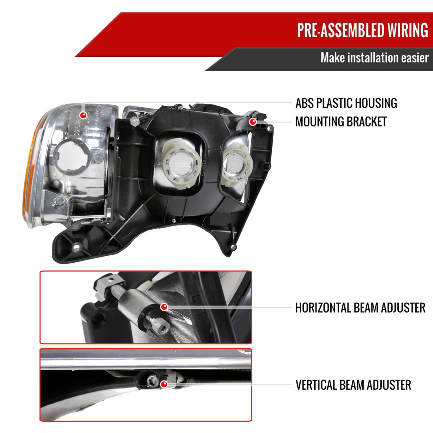 1999-2001 Dodge RAM 1500 Sport Factory Headlights and Corner Lights Chrome