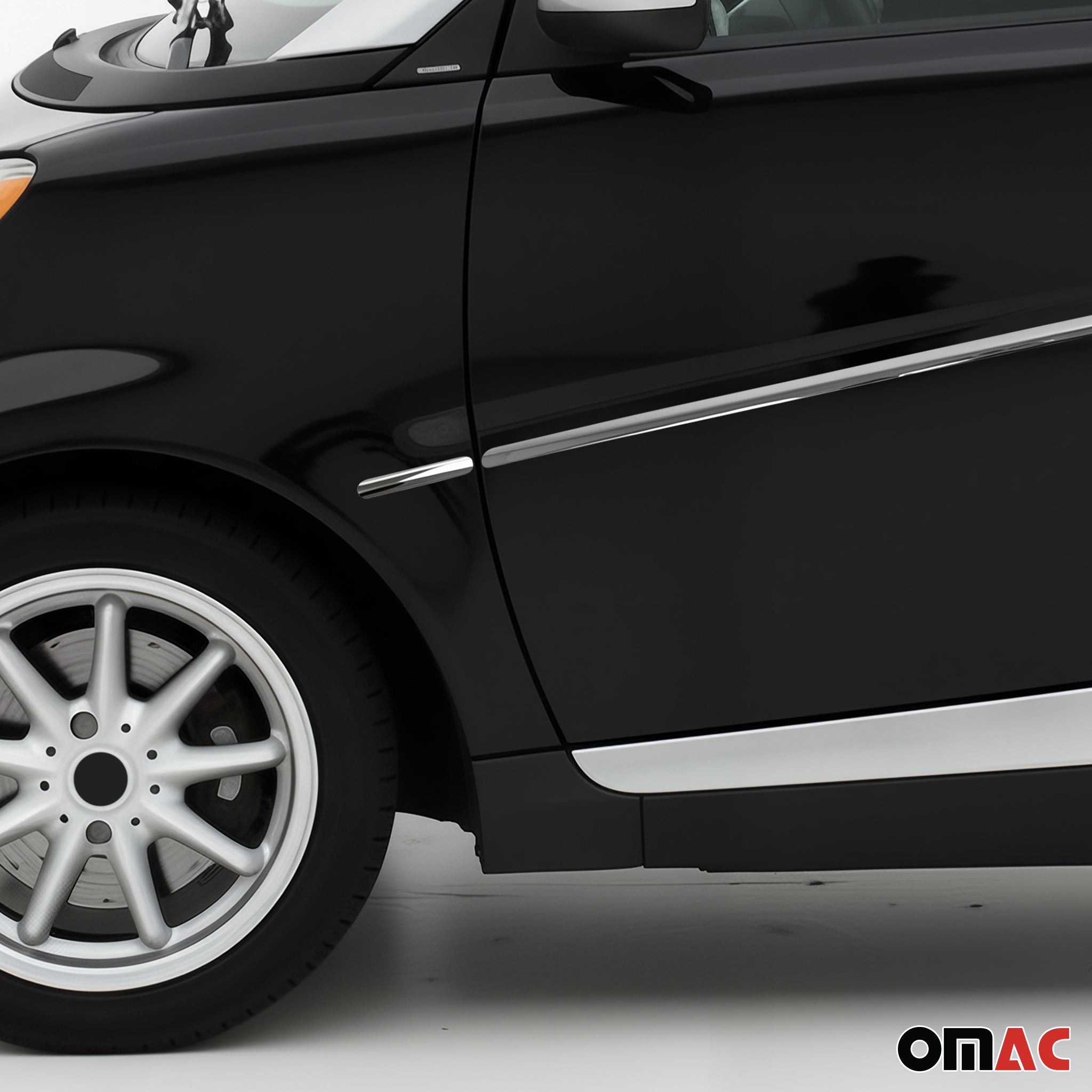 2007-2015 Smart ForTwo Side Door Molding Trim Skirt Garnish Stainless Steel Silver 4Pcs