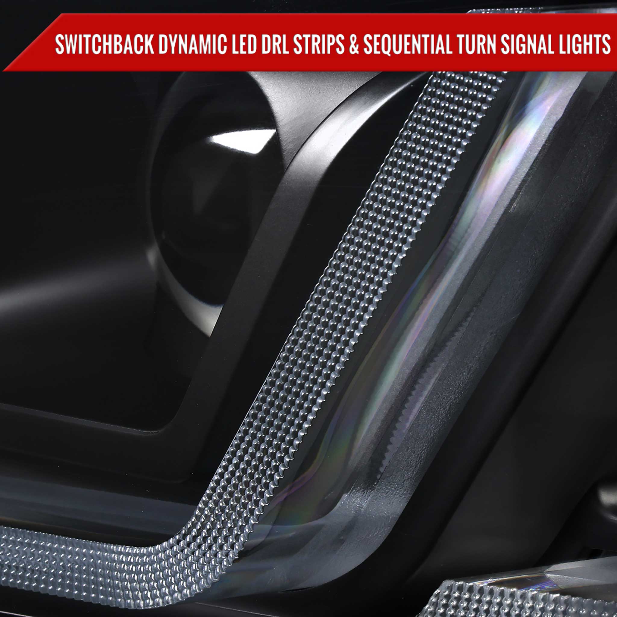 For Chevrolet Impala 2014-2020 LED DRL Sequential Projector Headlights Matte Black Housing Clear Lens