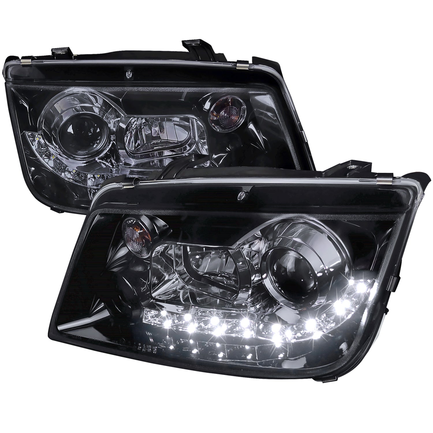 1999-2004 VW Jetta/Bora Projector Headlights R8 LED Light Black/Smoke Lens
