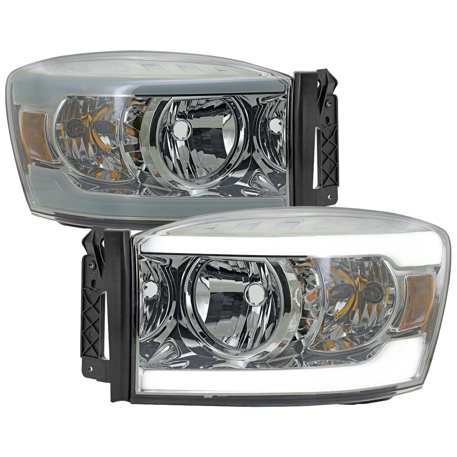 2006-2008 Dodge RAM 1500/ RAM 2500 3500 LED Headlights Amber Reflector & Smoke