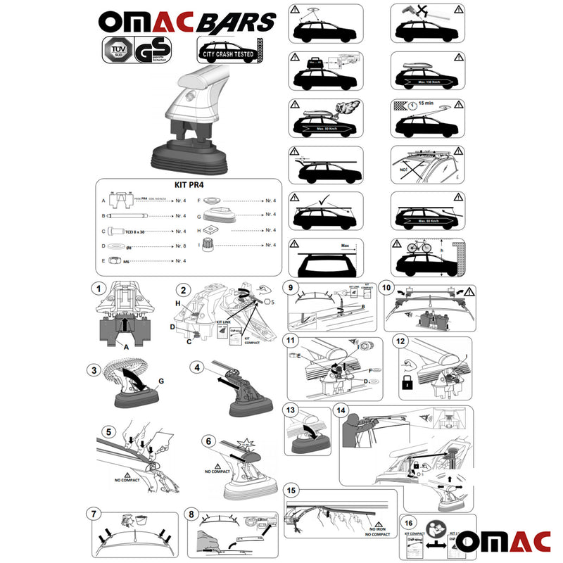 2011-2023 Mitsubishi Outlander Sport Roof Rack Cross Bars Black