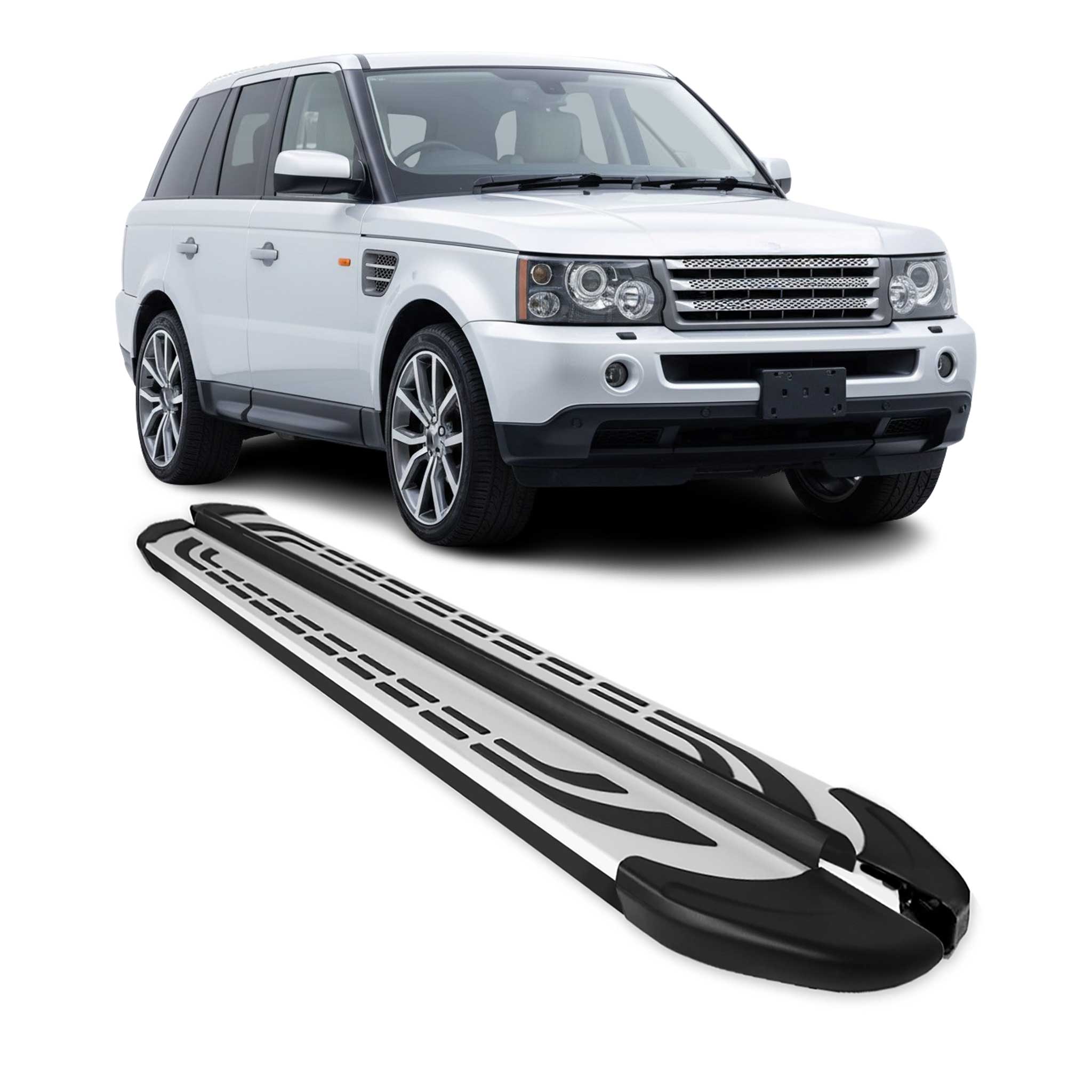 2006-2013 Land Rover Range Rover Sport Running Boards Side Steps Silver & Black