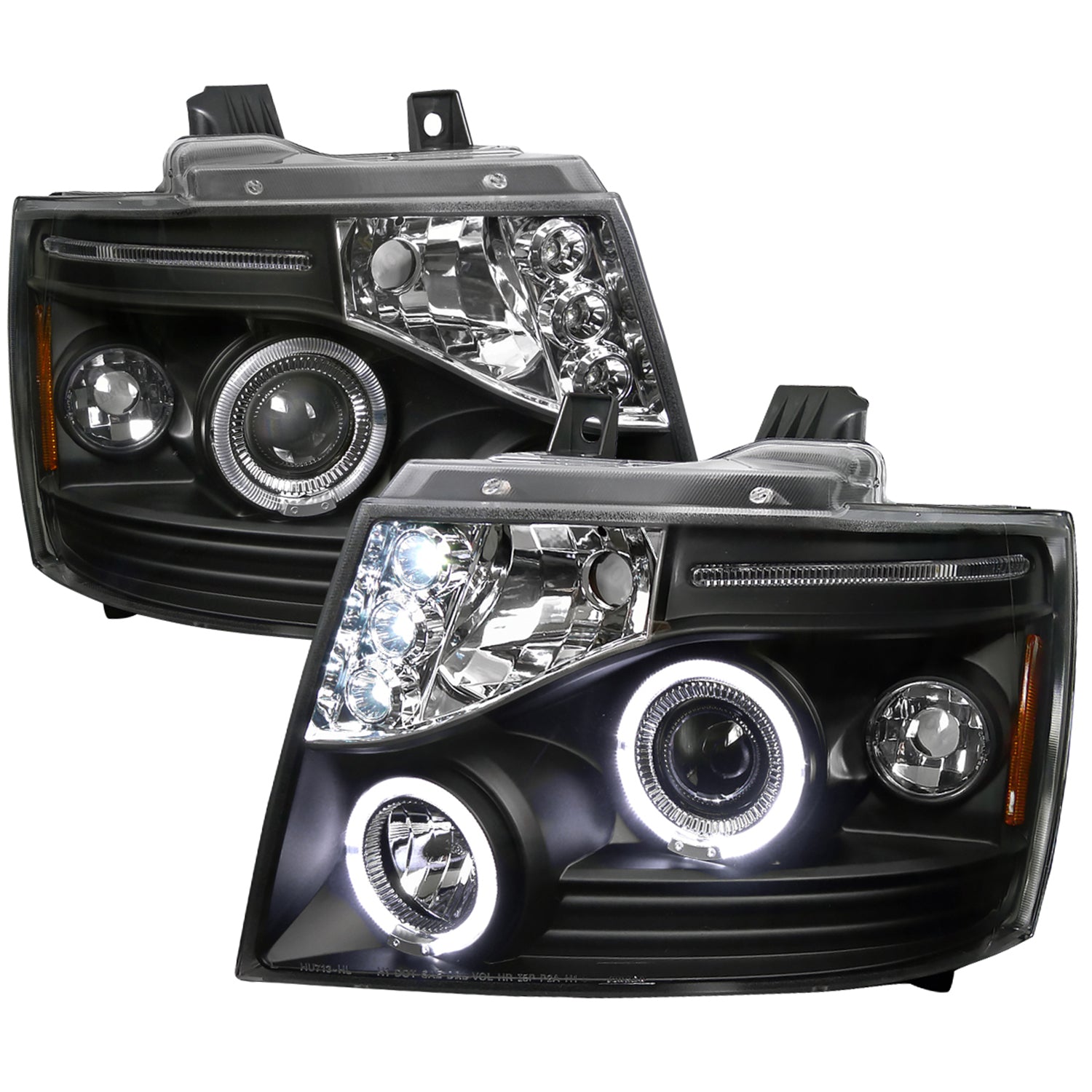 2007-2013 Chevy Avalanche/ 07-2014 Tahoe Suburban Dual Halo Headlights Black
