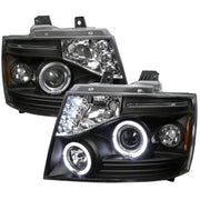 2007-2013 Chevy Avalanche/ 07-2014 Tahoe Suburban Dual Halo Headlights Black