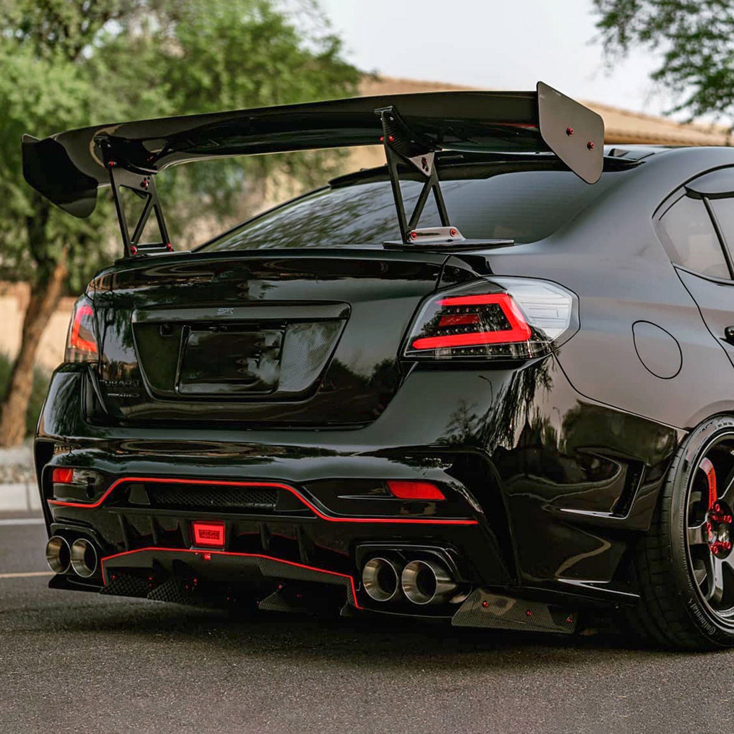 2015-2021 Subaru WRX Sequential Red Bar LED Tail Lights Jet Black/Clear Lens