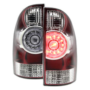 2005-2015 Toyota Tacoma LED Tail Lights Chrome Housing/Red Clear Lens