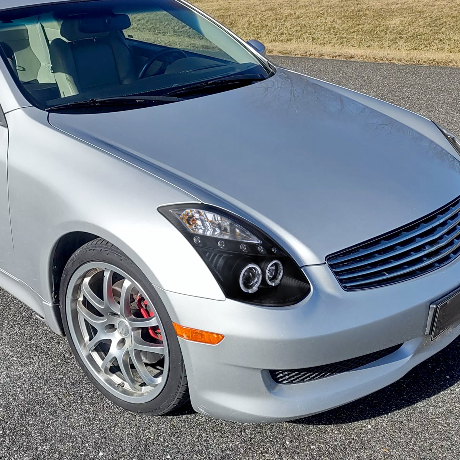 2003-2007 Infiniti G35 Coupe Dual Halo Projector Headlights Matte Black/Clear