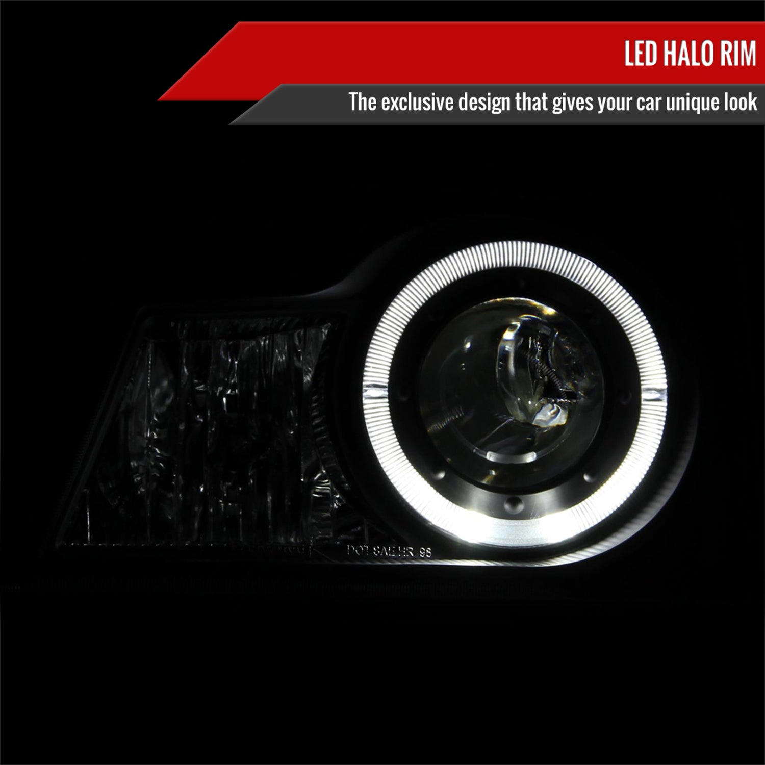 1998-2000 Ford Ranger Halo Projector Headlights Matte Black/Clear Lens