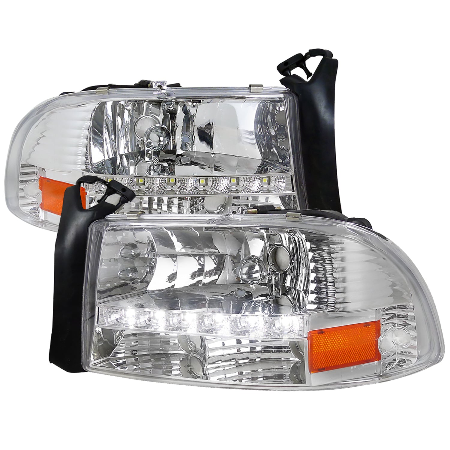 1997-2004 Dodge Dakota/ Durango LED Light Factory Crystal Headlights Chrome