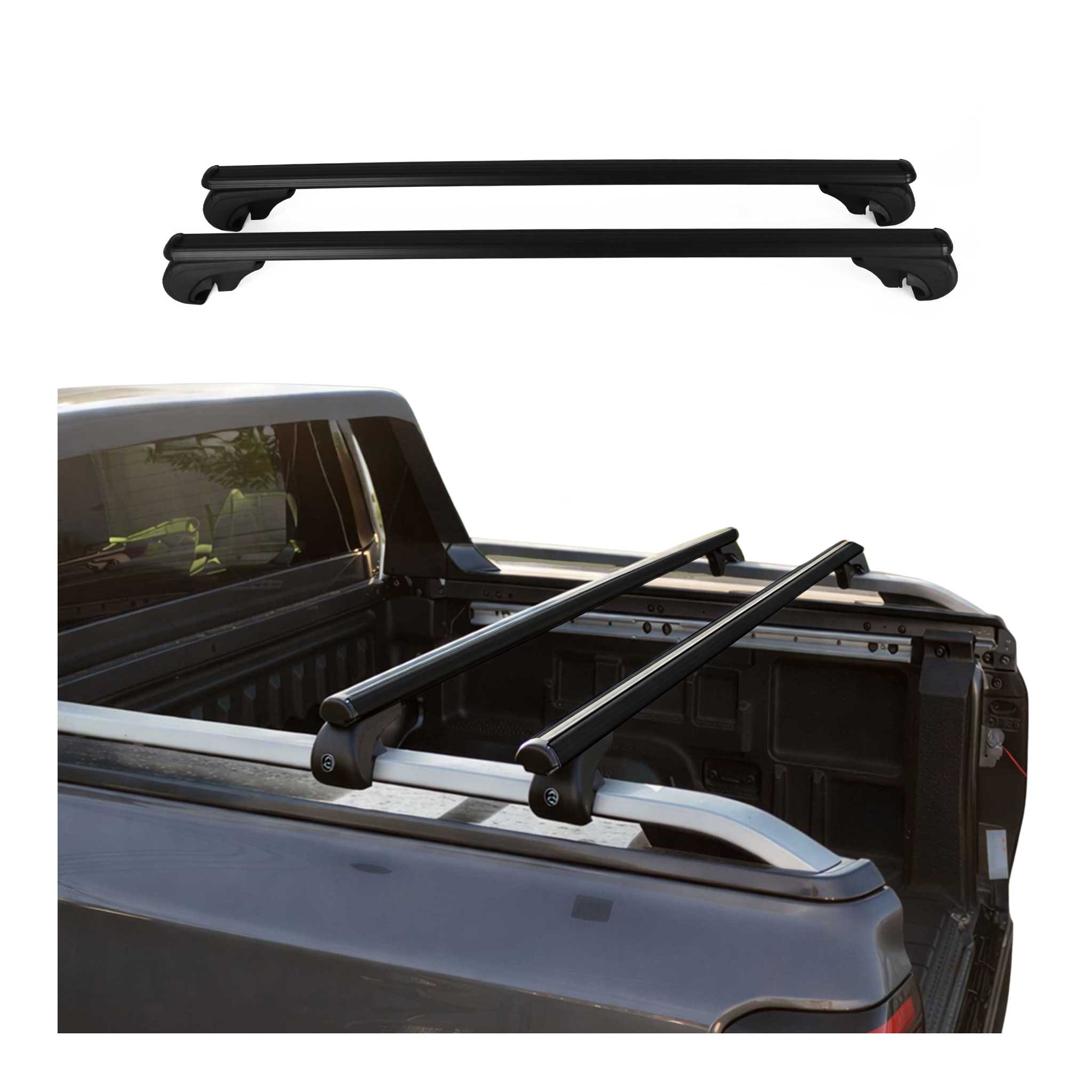 2022-2024 Ford Ranger II Trunk Bed Carrier Roof Racks Alu Black 2 Pcs