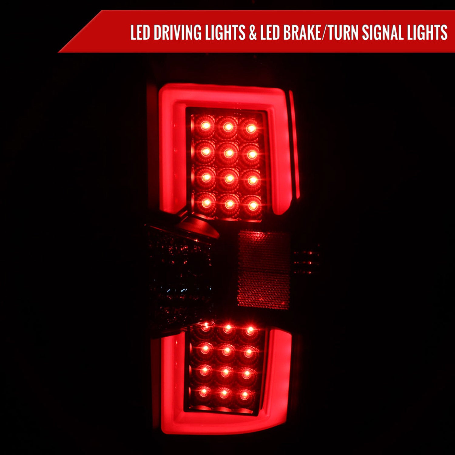 2014-2018 Chevy Silverado 1500 2500HD /Sierra 3500HD Red LED Tail Lights Black