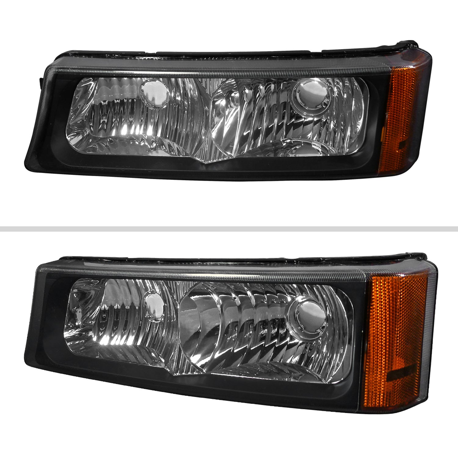 2002-2007 Chevy Silverado/Avalanche Bumper Lights Matte Black/Clear Lens