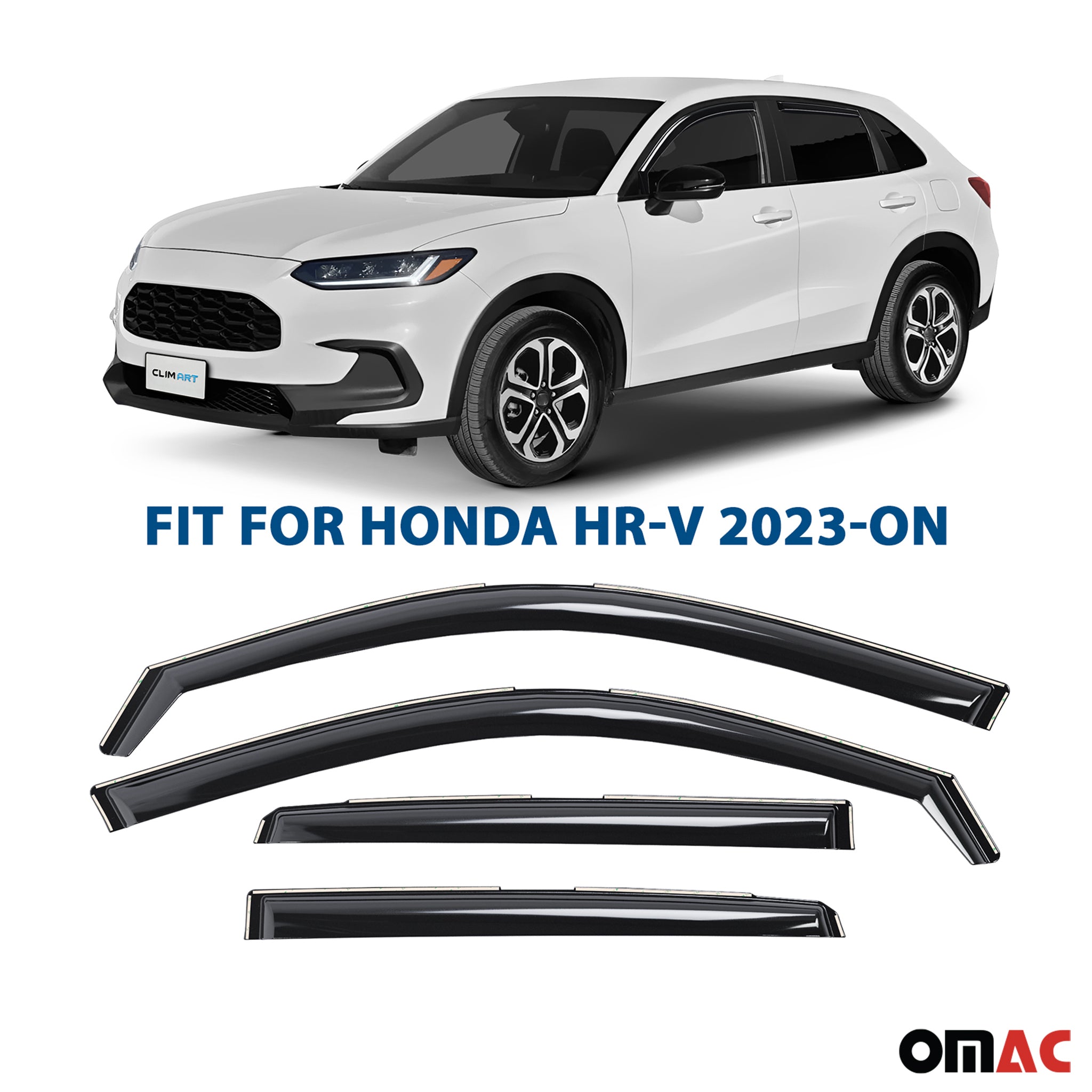 Clim Art Wind Deflectors for Honda HR-V 2023-2025 Shatterproof Dark Smoke 4 Pcs