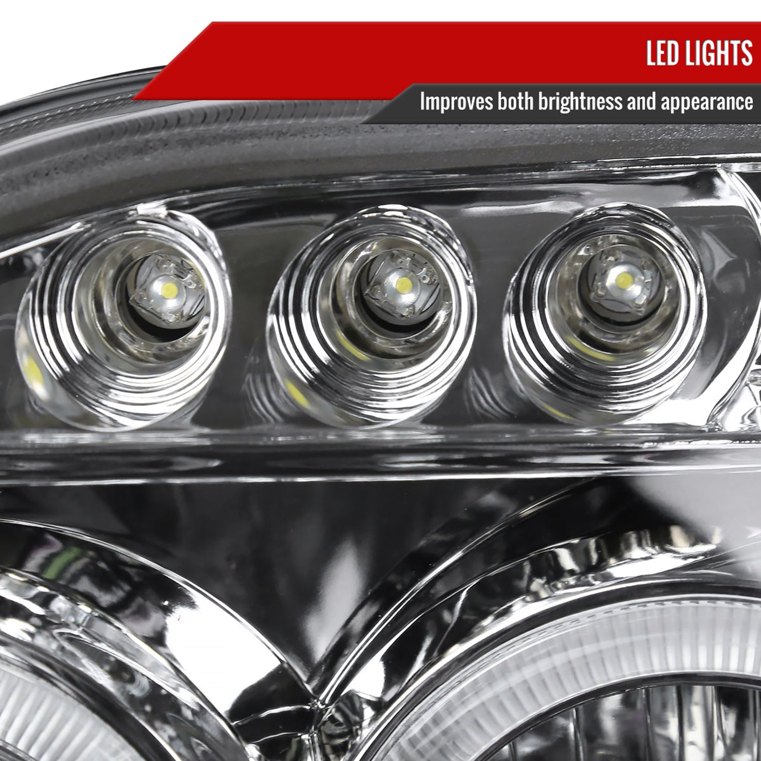2001-2004 Nissan Frontier Dual Halo Projector Headlights Chrome/Clear Lens