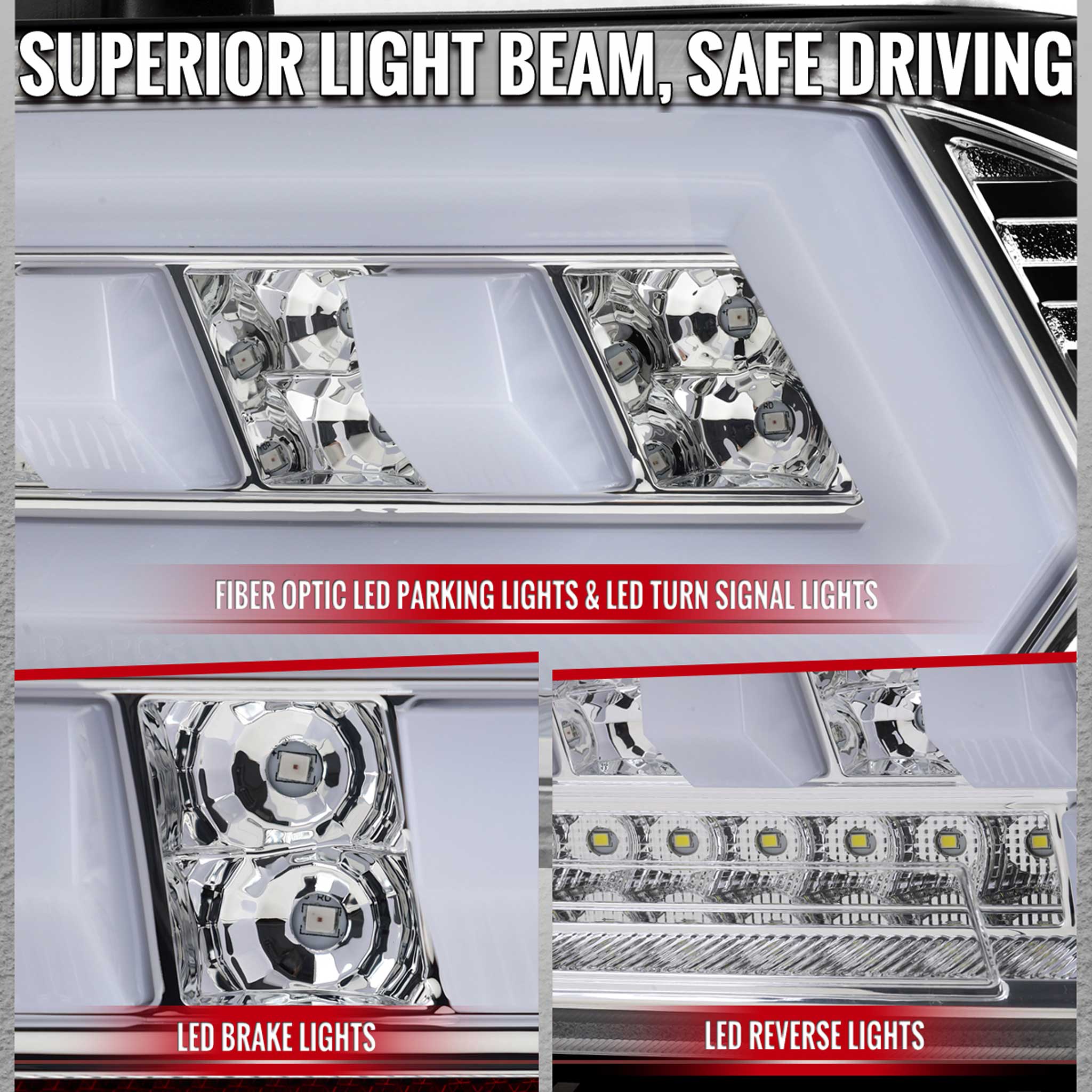 For Chevrolet Camaro 2014-2015 Full Red LED Sequential Tail Light Chrome Housing Clear Lens