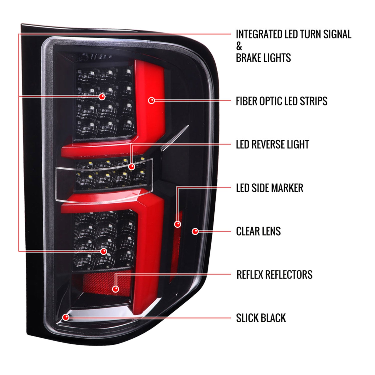 2007-2013 Chevy Silverado 1500 2500HD/3500HD LED Tail Lights Red Jet Black