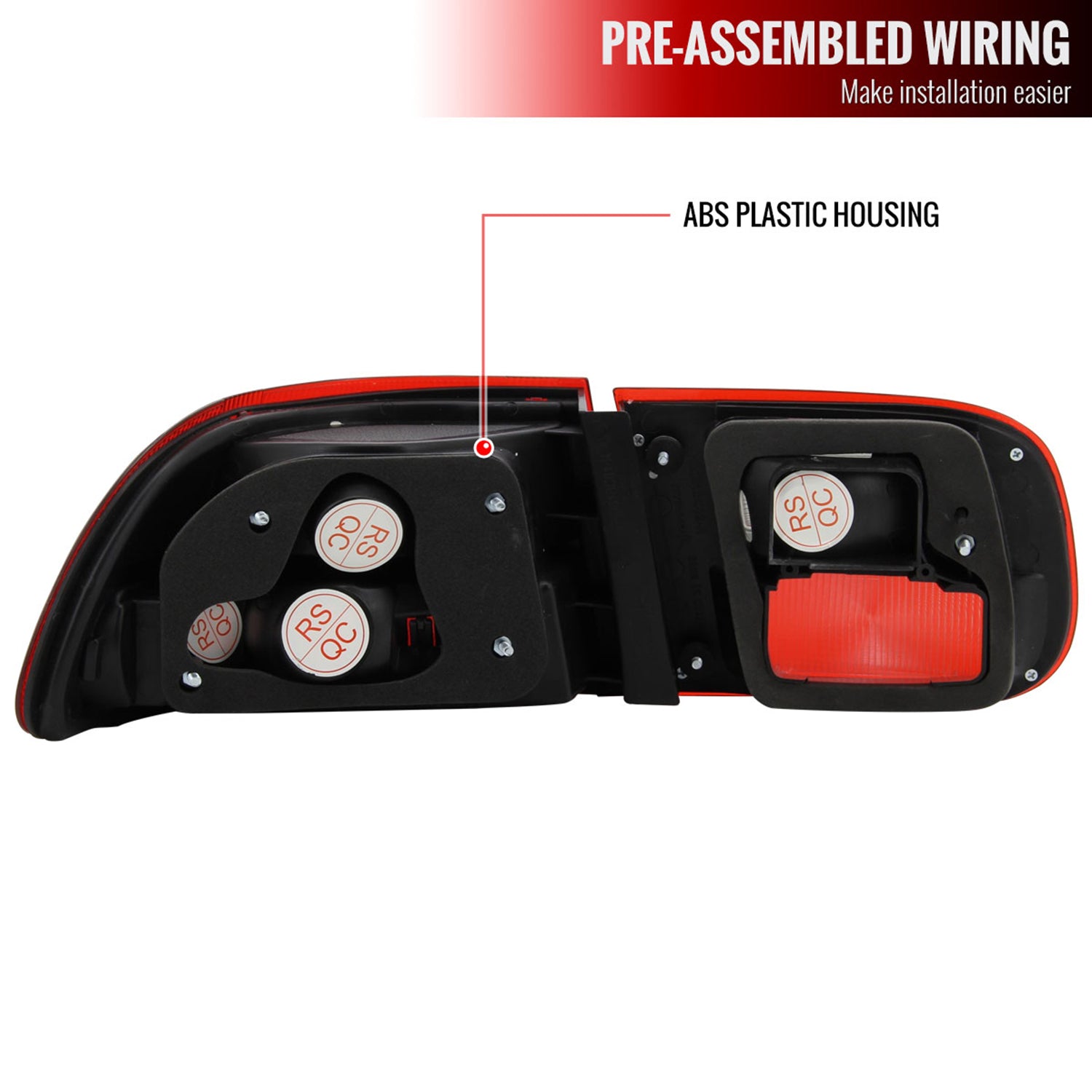 1992-1995 Honda Civic Tail Lights Chrome Housing/Red Smoke Lens